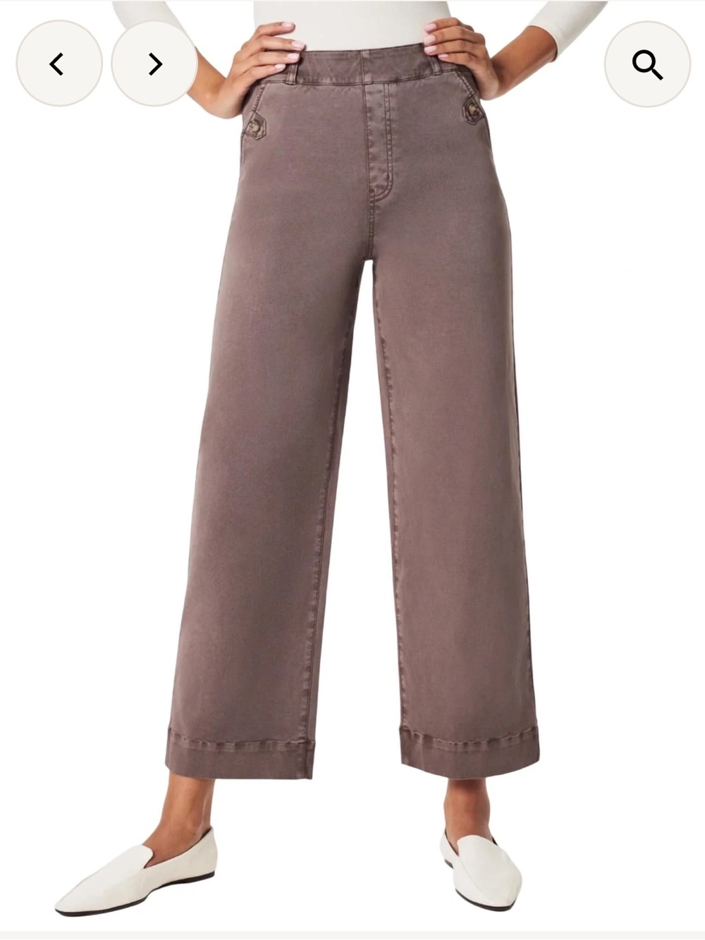 SPANX—Stretch Twill Cropped Wide Leg Pant in Smoke Trouser Classic Capsule—S